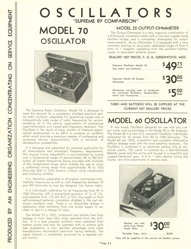 Model 60 and Model 70 Oscillator
