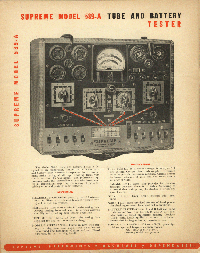 589-A Tube and Battery Tester.